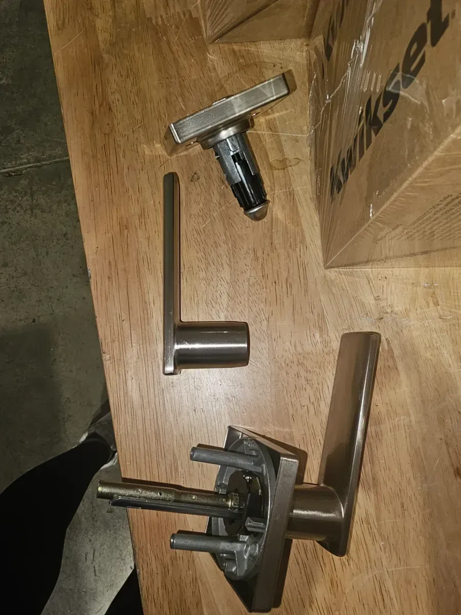 Breton Square Satin Nickel Keyed Entry Door Handle Featuring SmartKey Technology and Microban - image 3