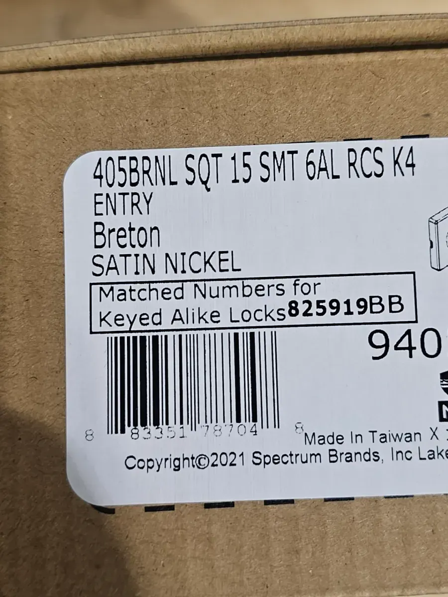 Breton Square Satin Nickel Keyed Entry Door Handle Featuring SmartKey Technology and Microban - image 4