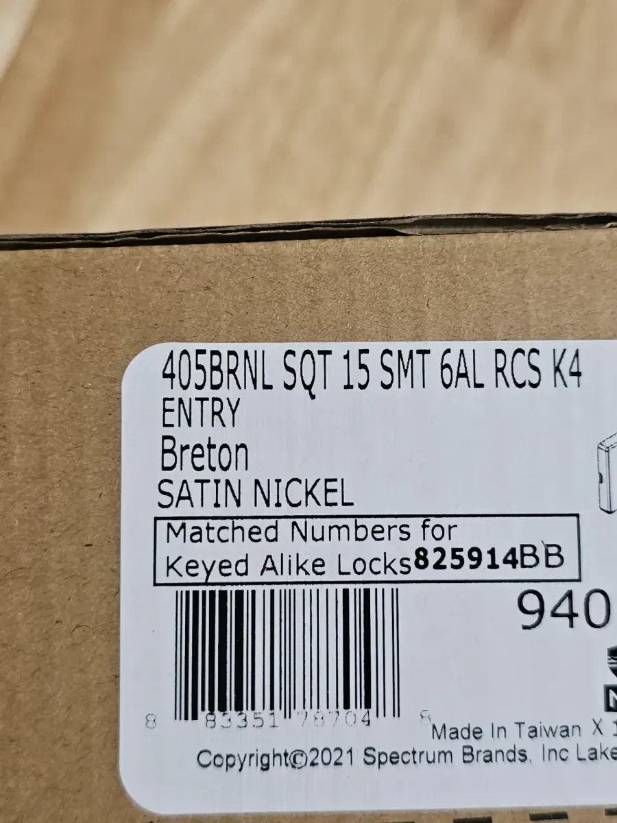 Breton Square Satin Nickel Keyed Entry Door Handle Featuring SmartKey Technology and Microban - image 5