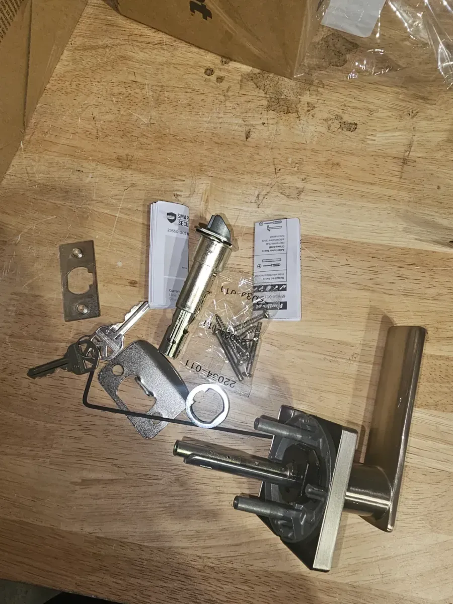 Breton Square Satin Nickel Keyed Entry Door Handle Featuring SmartKey Technology and Microban - image 5