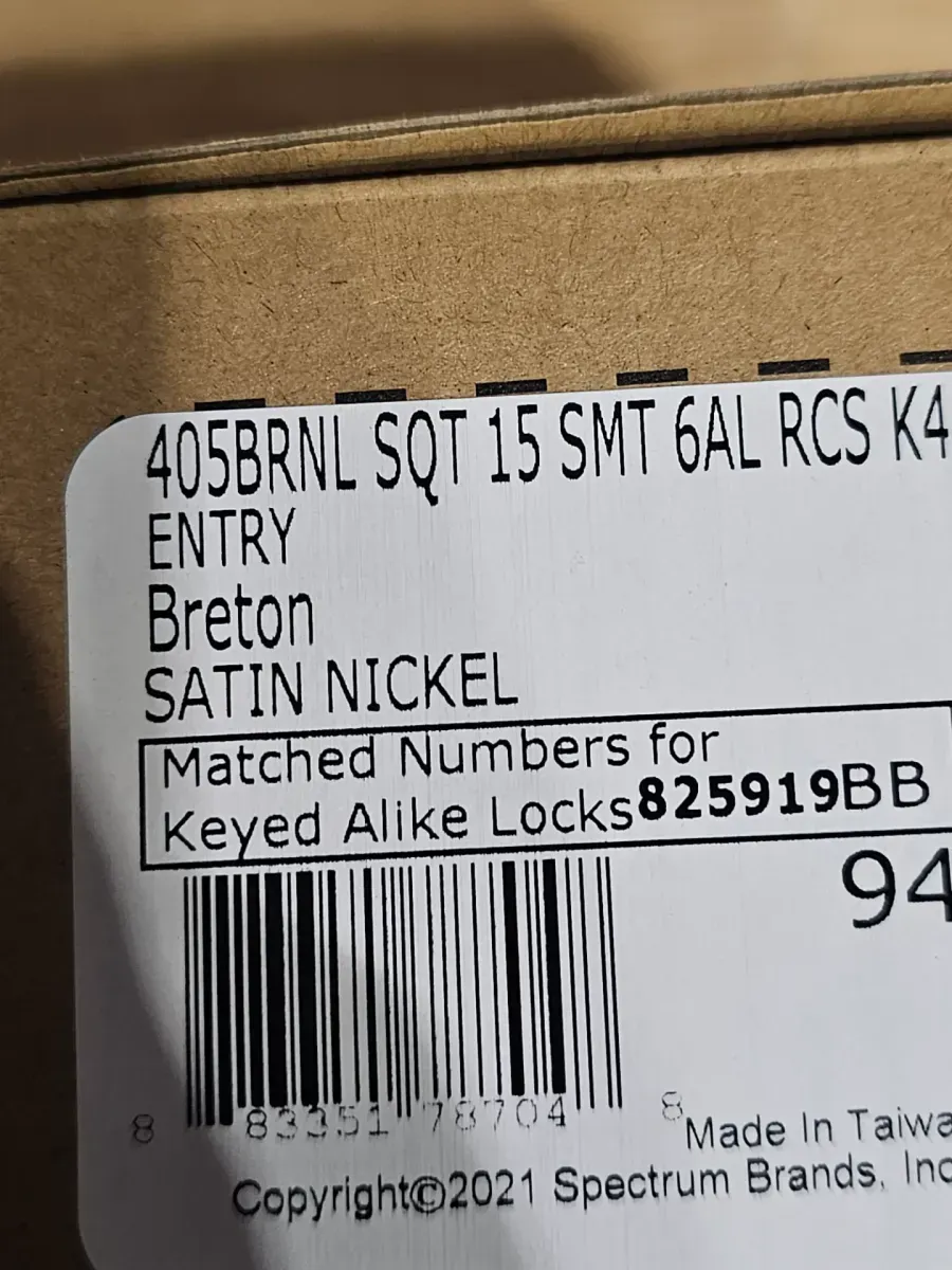 Breton Square Satin Nickel Keyed Entry Door Handle Featuring SmartKey Technology and Microban - image 4