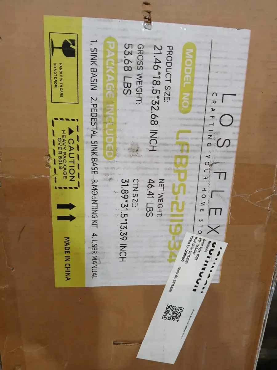 LOSFLEX LFBPS-2119-34 Ceramic Pedestal Sink - image 1