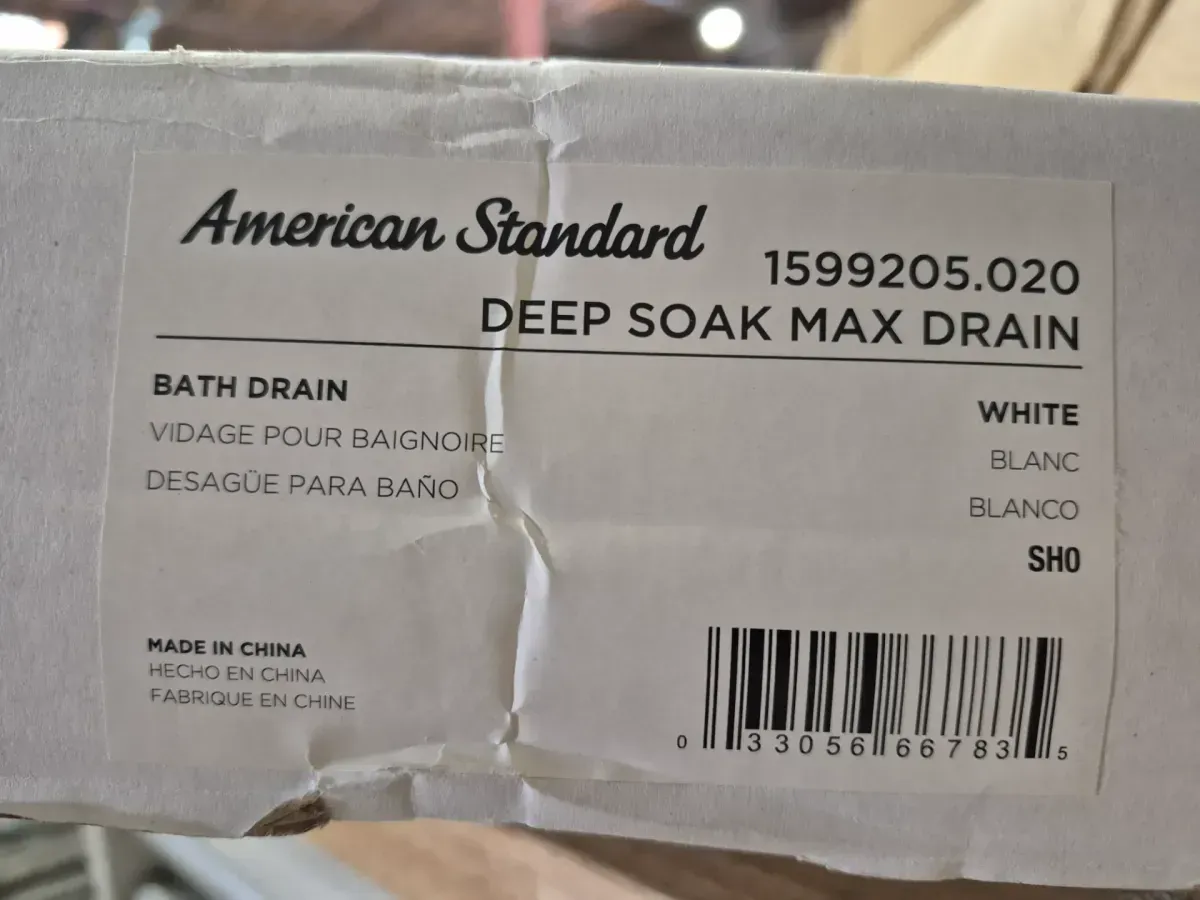 American Standard 1599205.020 Deep Soak Max Drain, White - image 1