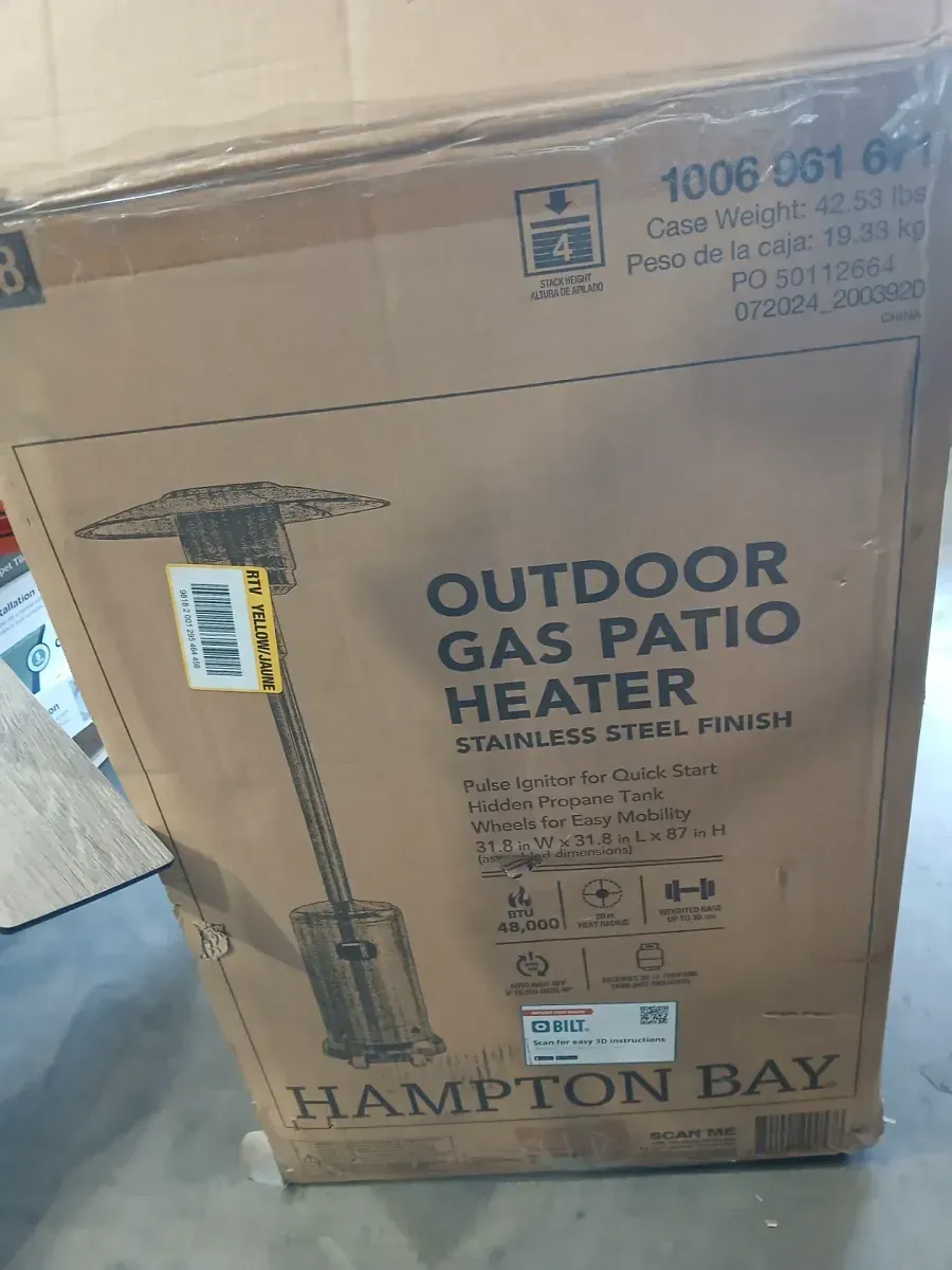 48000 BTU Stainless Steel Propane Standing Patio Heater with Wheels - image 5