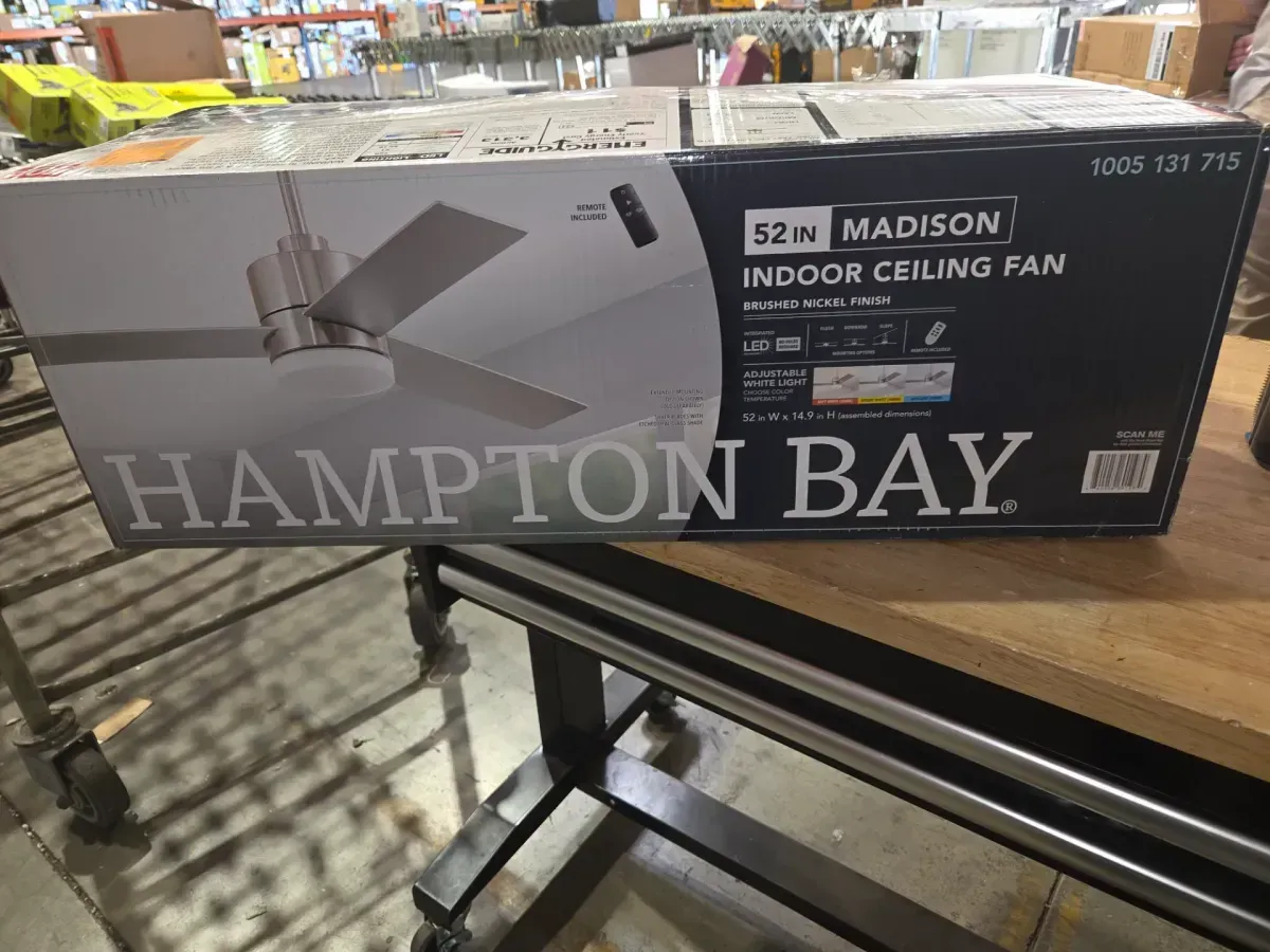 Madison 52 in. Indoor Brushed Nickel Ceiling Fan with Adjustable White Integrated LED with Remote Included - image 5