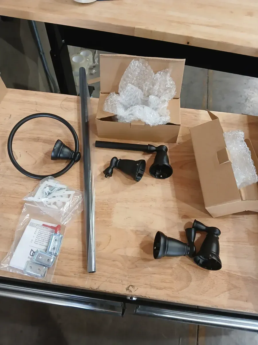 Banbury 3-Piece Bath Hardware Set with 24 in. Towel Bar, Toilet Paper Holder and Towel Ring in Matte Black - image 2