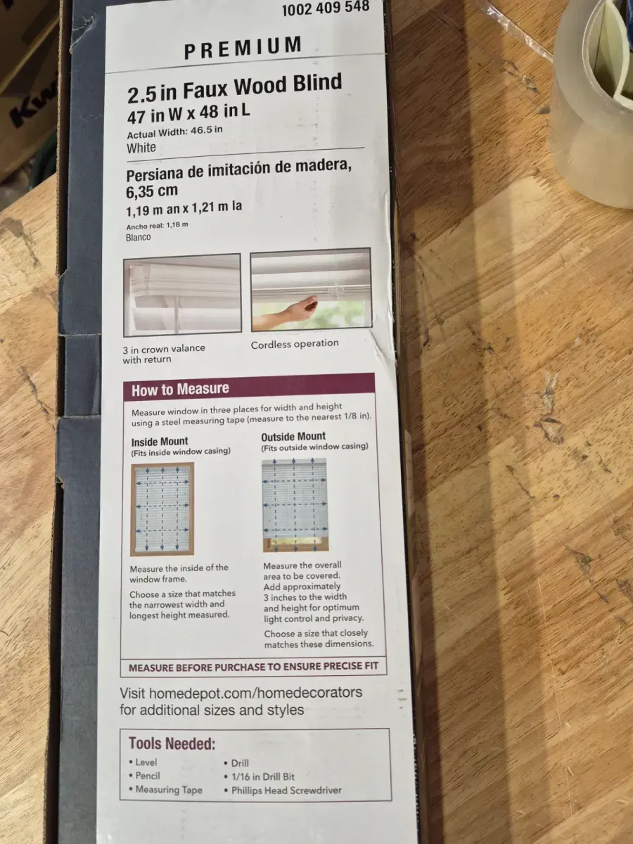 White Cordless Premium Faux Wood blinds with 2.5 in. Slats - 47 in. W x 48 in. L (Actual Size 46.5 in. W x 48 in. L) - image 3