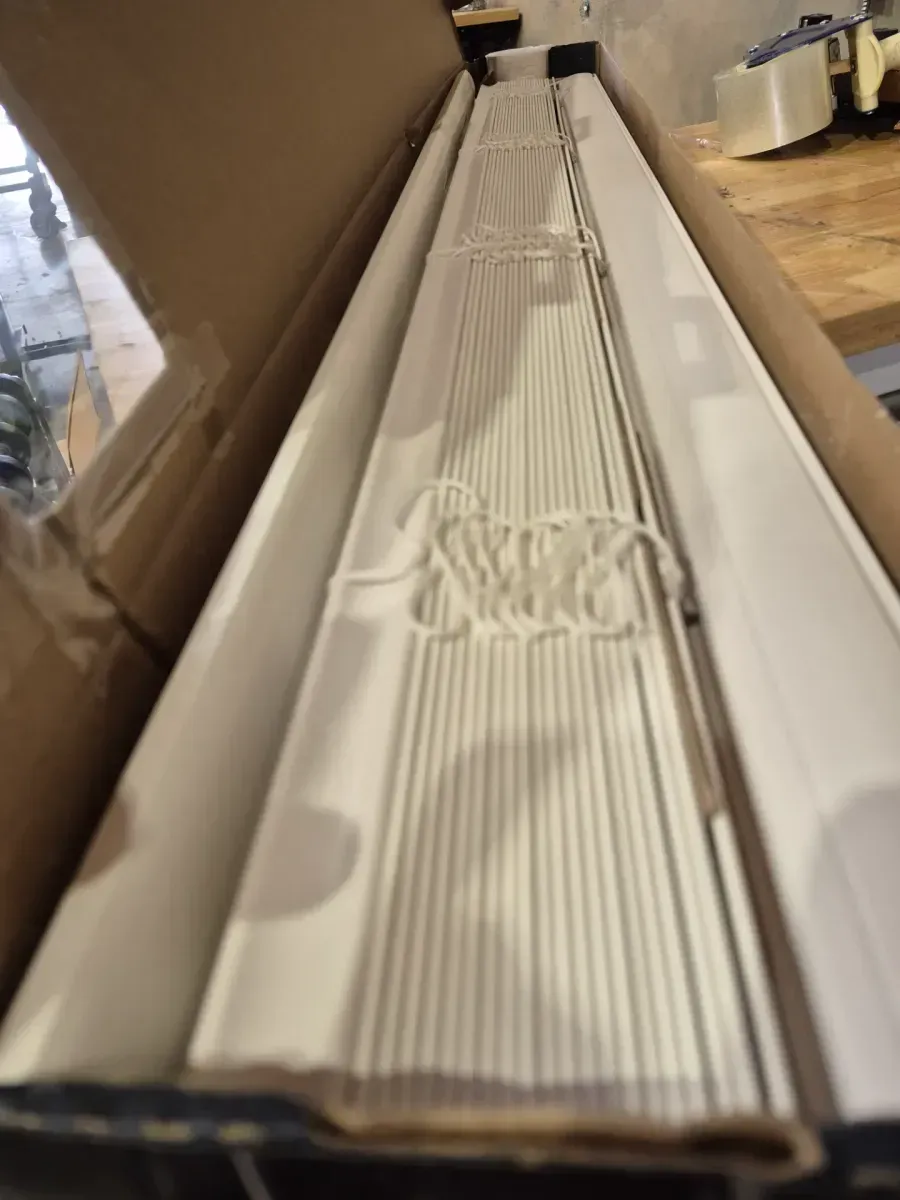 White Cordless Premium Faux Wood blinds with 2.5 in. Slats - 47 in. W x 48 in. L (Actual Size 46.5 in. W x 48 in. L) - image 4