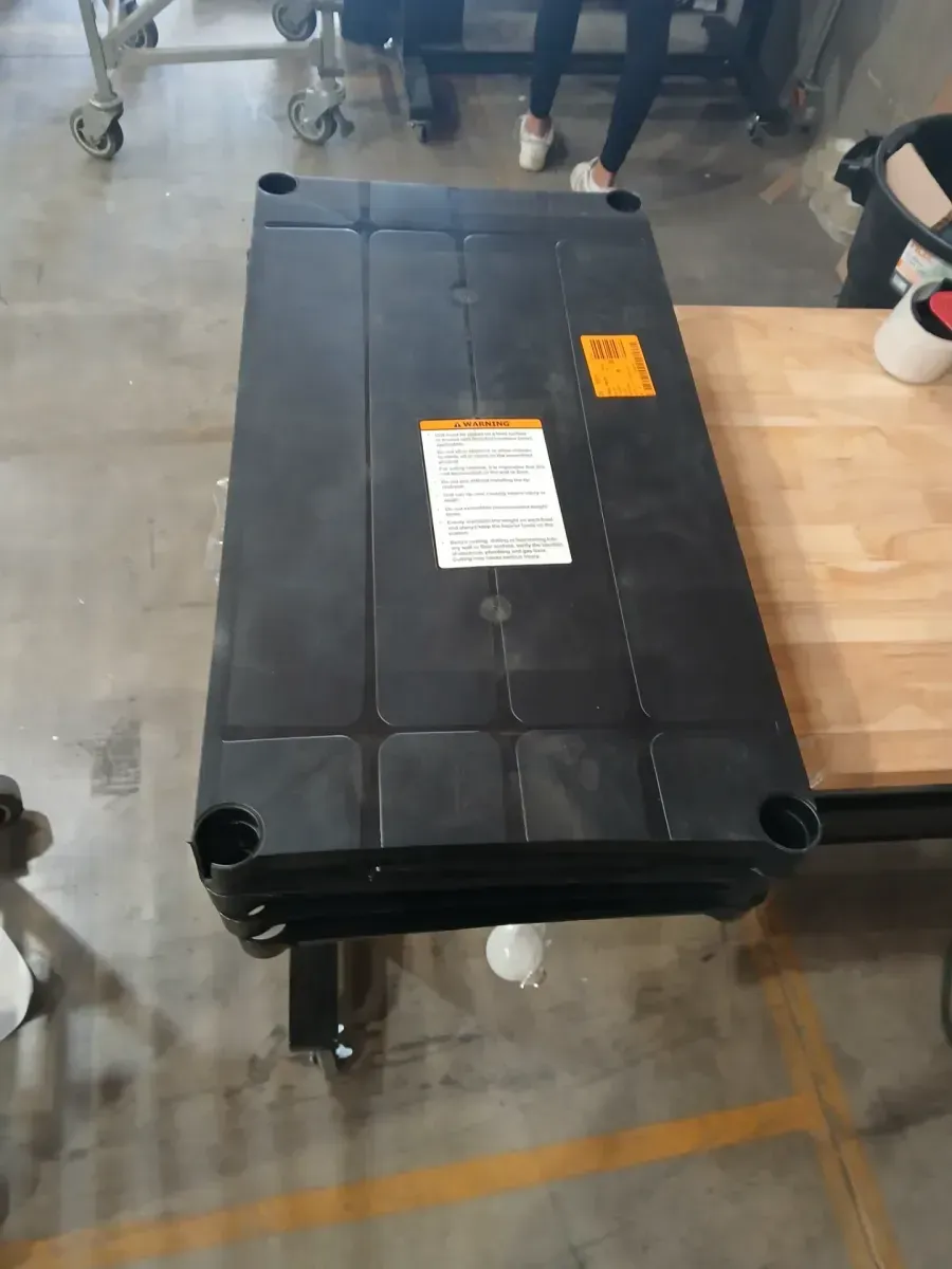 *** one shelf a bit damage 4-Tier Easy Assembly Scratch Resistant Plastic Garage Storage Shelving Unit in Black (28 in. W x 52 in. H x 15 in. D) - image 2