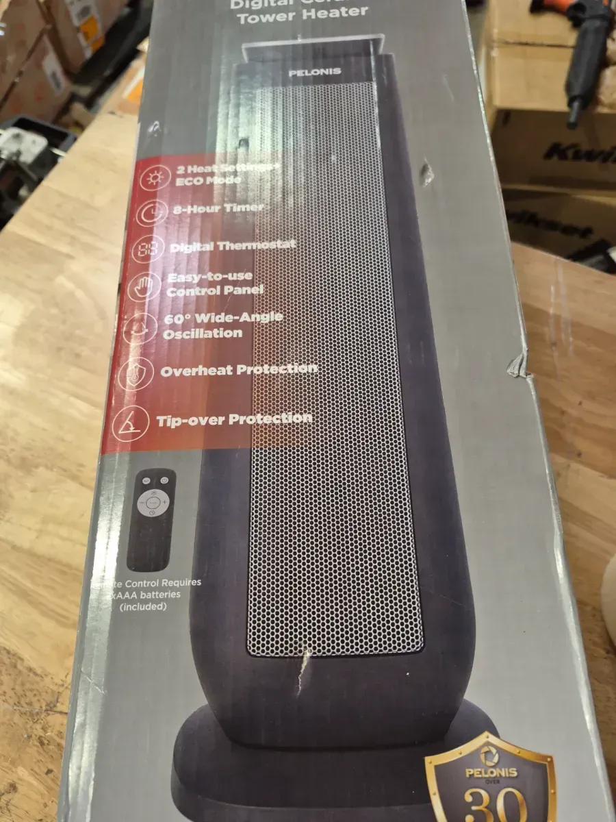 Pelonis 1500-Watt 23 in. Digital Tower Indoor Ceramic Heater Quiet Operation w/ Safety Overheat Protection and Fan Mode in Black (1500-Watt 23 in. Digital Tower Ceramic Heater and 1500-Watt Oil-Filled Radiant Electric Space Heater Combo) - image 2