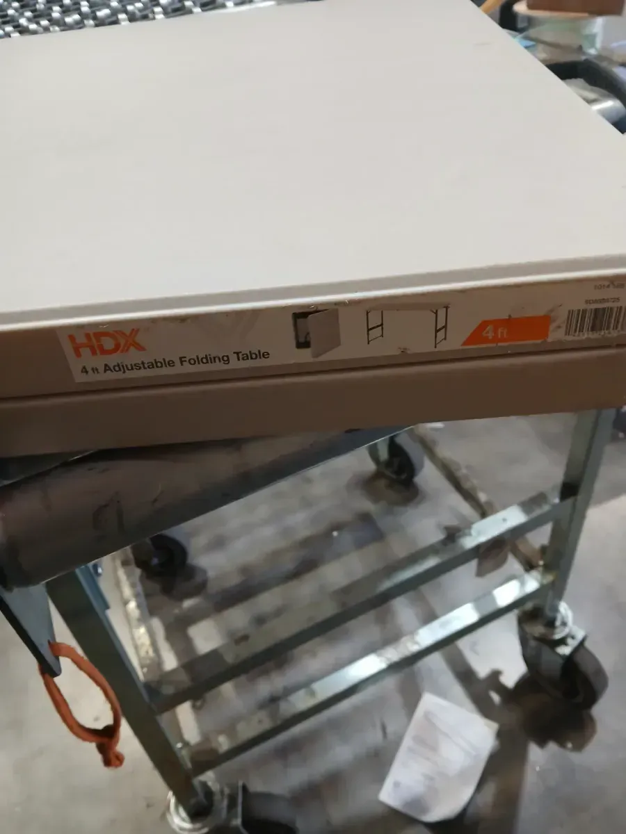 4 ft. Rectangle Almond Resin Top Single Hand Height Adjustable Folding Utility Table Seats 4 - image 2