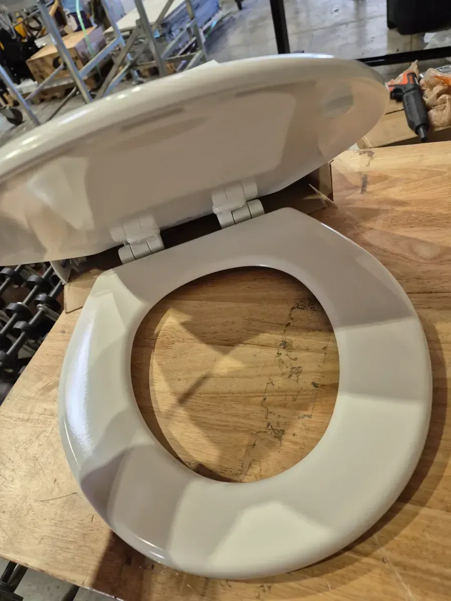 Jamestown Round Soft Close with Adjustability Never Loosens Enameled Wood and Toilet Seat in White - image 4
