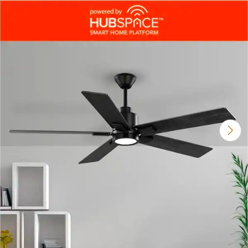 Hampton Bay Zandra II 52 in. Integrated LED CCT Matte Black Smart Ceiling Fan - image 1