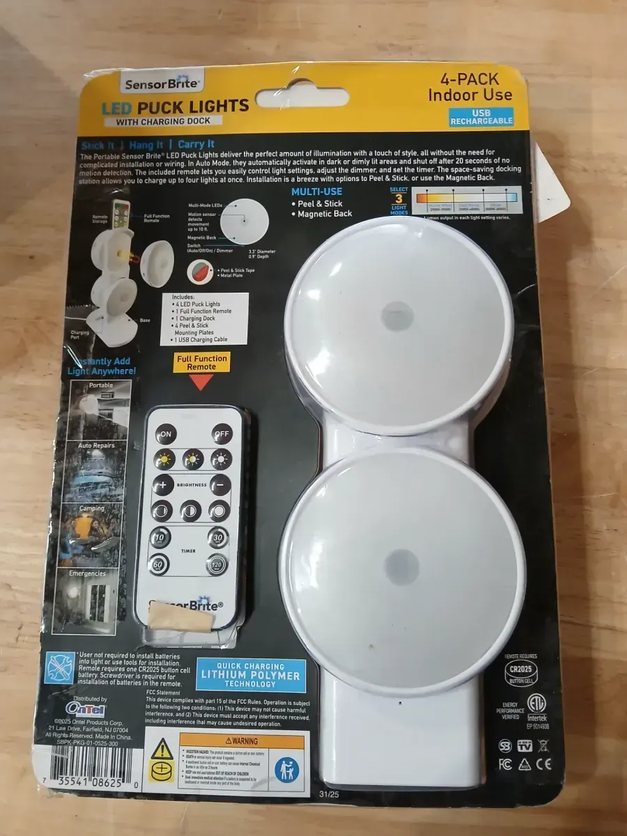 Battery Operated 4-Light Soft White Integrated LED Puck Light 4-Pack with Remote and Charging Dock - image 4
