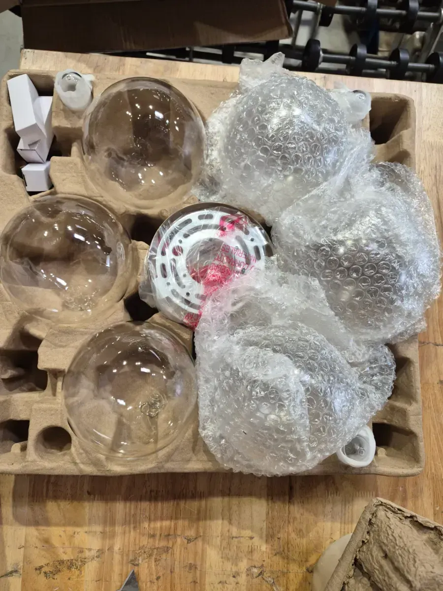 Aurora 13.3 in. 3-Light Gold Flush Mount Ceiling Light with Clear Glass Globe Shades and Halogen Light Bulbs Included - image 5