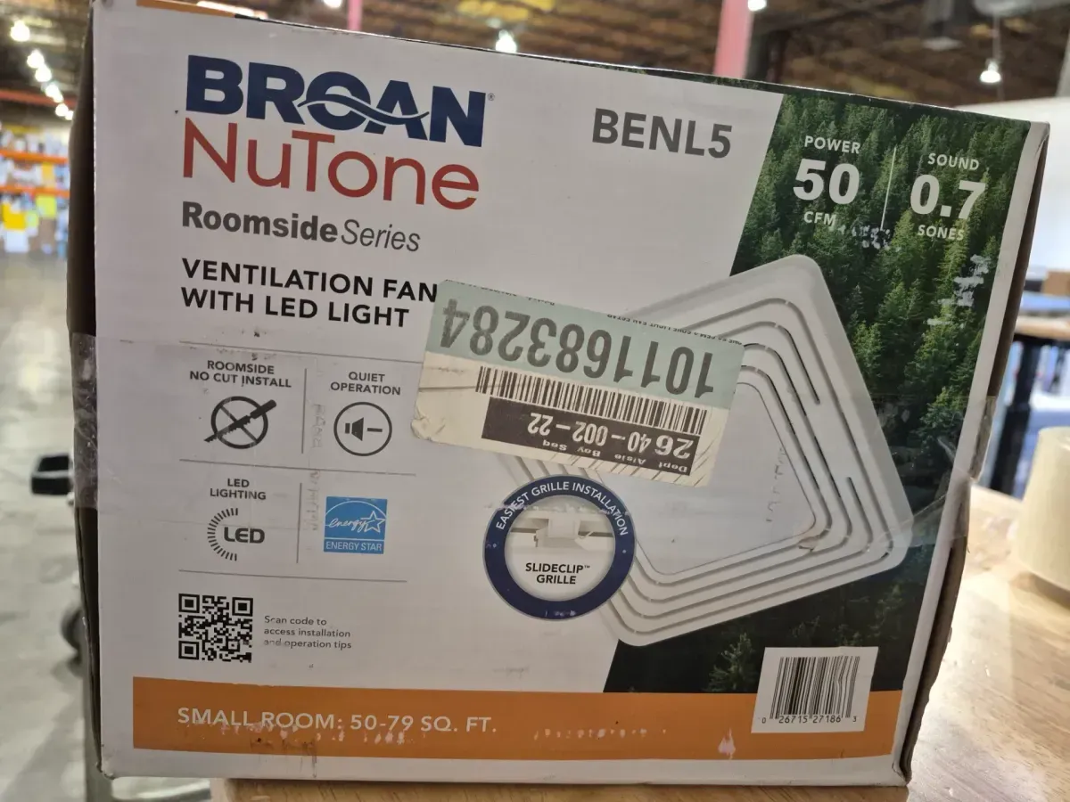 Broan-NuTone Roomside Series, White, 50 CFM, No Cut- Roomside Installation Bathroom Fan with Light, ENERGY STAR, Bathroom Exhaust Fan - image 2