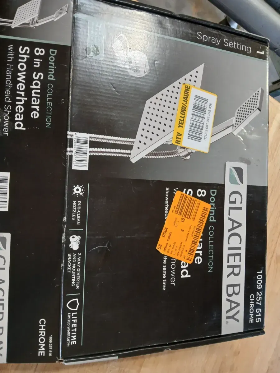 Modern 1-Spray 8 in. Dual Tub Wall Mount Fixed and Handheld Shower Heads 1.8 GPM in Polished Chrome - image 3