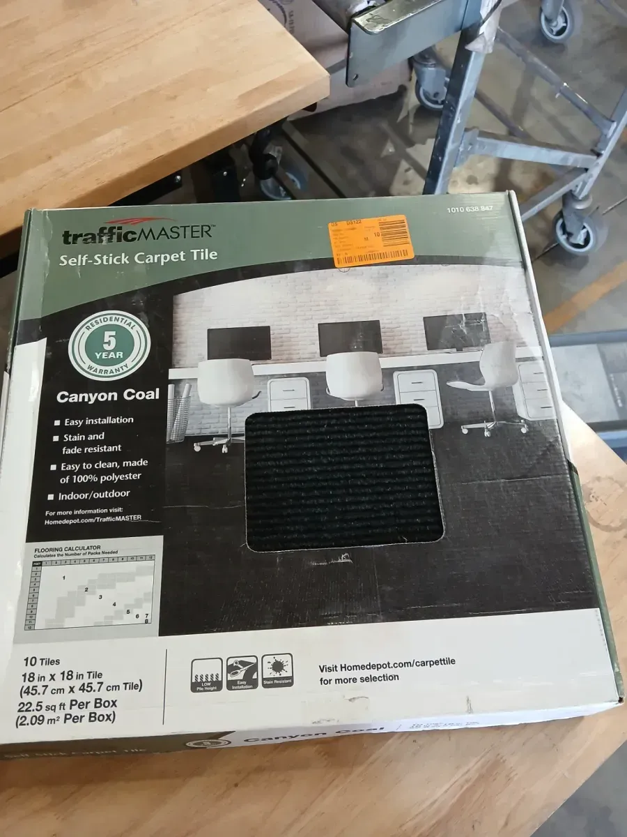 Canyon - Coal - Black Commercial/Residential 18 x 18 in. Peel and Stick Carpet Tile Square (22.5 sq. ft.) - image 3