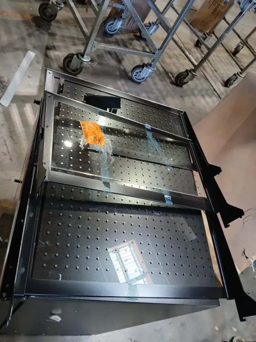 ***The glass in the middle is broken.***Shallow Depth 24 in. 33-Bottle Wine and 80-Can Beverage Cooler in Stainless Steel - image 3