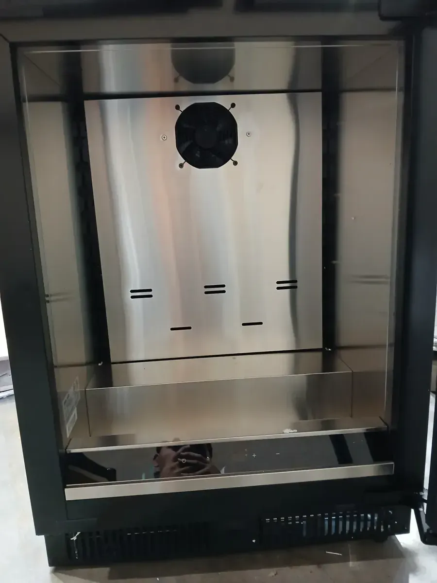 ***The glass in the middle is broken.***Shallow Depth 24 in. 33-Bottle Wine and 80-Can Beverage Cooler in Stainless Steel - image 4