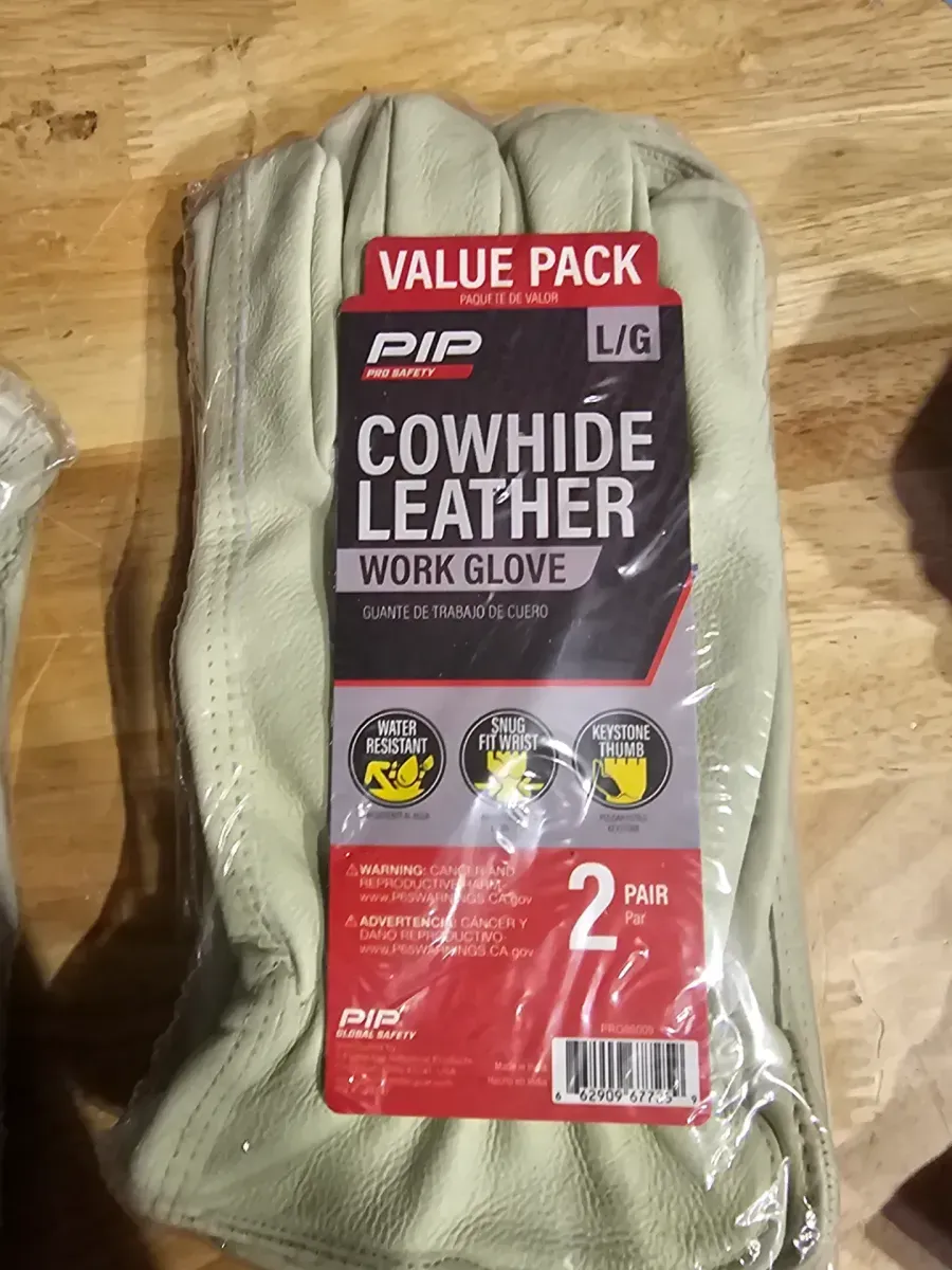PIP Pro Safety Cowhide Leather Work Gloves, Size Large, 2-Pair Value Pack - image 2