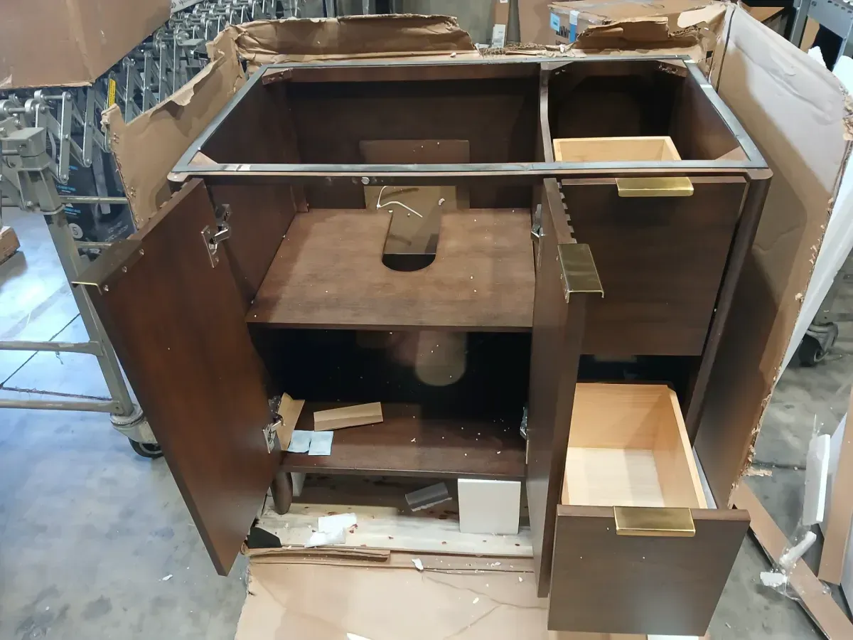 Lawford 30 in. Single Sink Freestanding Fluted Baltic Birch Bath Vanity with Carrara White Engineer Stone Top - image 3