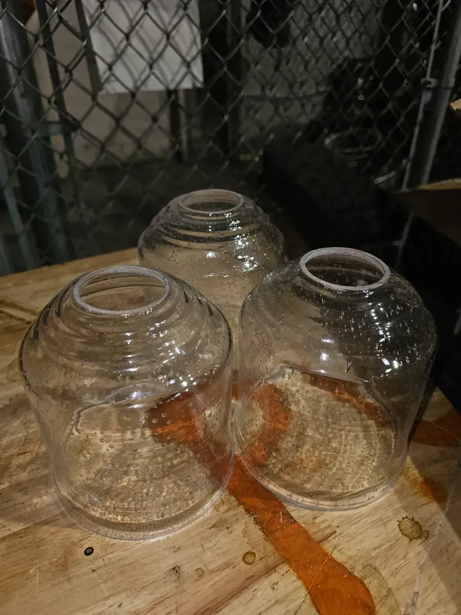 Farmhouse 23 in. 3-Light Black and Grey Wood Grain Metal Bathroom Vanity Light with Clear Seeded Glass Shades - image 2