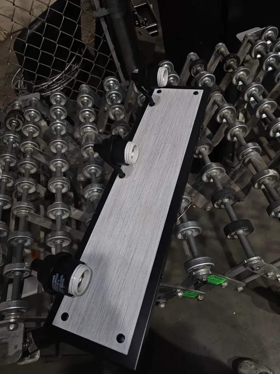 Farmhouse 23 in. 3-Light Black and Grey Wood Grain Metal Bathroom Vanity Light with Clear Seeded Glass Shades - image 3