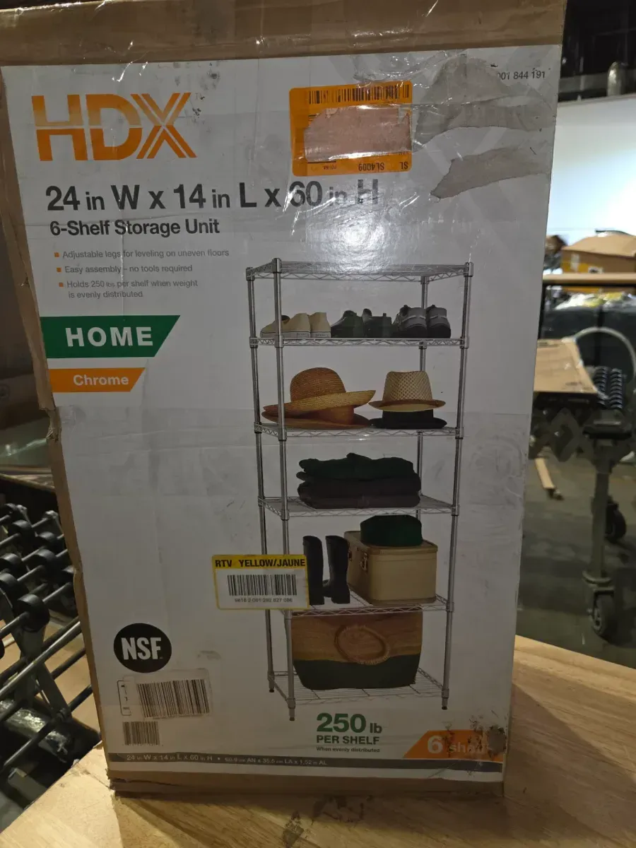 6-Tier Steel Wire Shelving Unit in Chrome (24 in. W x 60 in. H x 14 in. D) - image 4