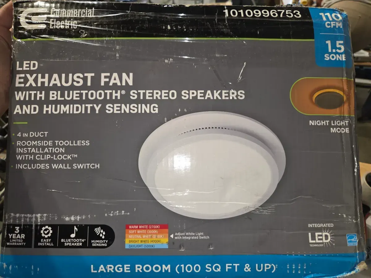 110 CFM 1.5 Sones Ceiling Bathroom Exhaust Fan with Bluetooth, Humidity Sensor, Adjustable CCT LED and Night Light - image 4