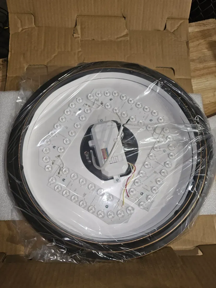 ***It is missing the top cove*** l lChilton 15 in. Light Oil-Rubbed Bronze Adjustable CCT Integrated LED Ceiling Flush Mount Fixture with Glass Shade - image 2