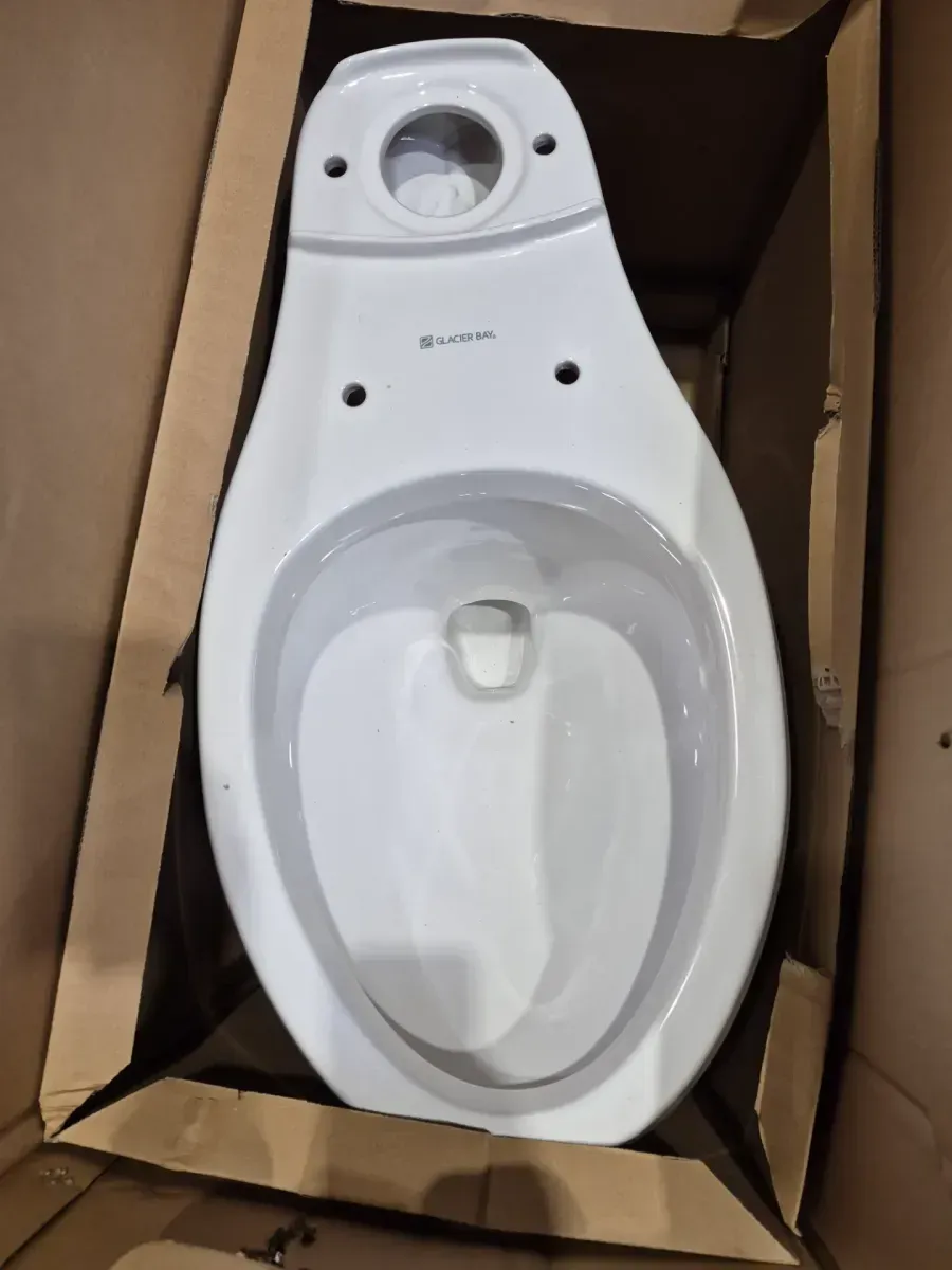 12 in. Rough In Two-Piece 1.28 GPF Single Flush Round Toilet in Biscuit, Seat Included - image 5