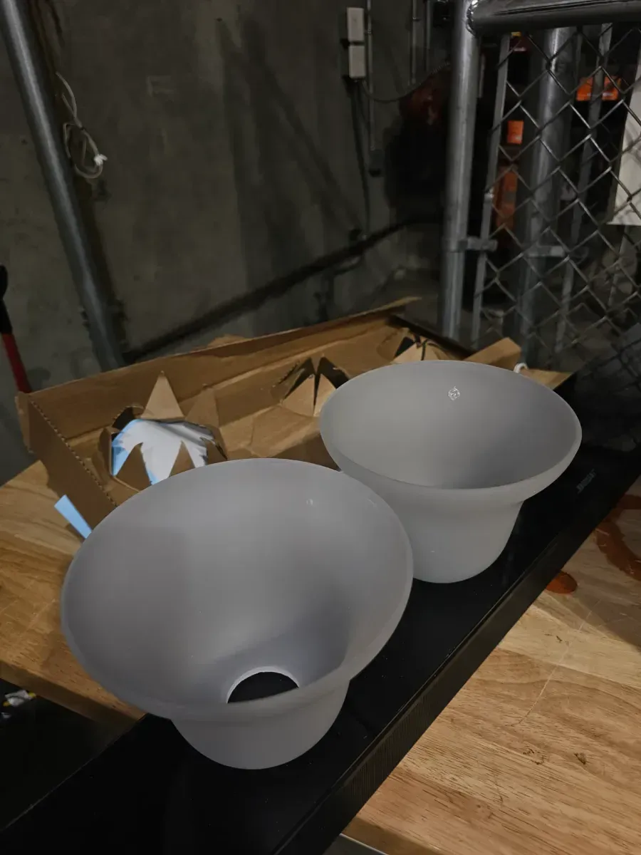 ***It is missing a glass mouthpiece*** Ashhurst 3-Light Brushed Nickel Classic Traditional Bathroom Vanity Light with Frosted Glass Shades - image 3