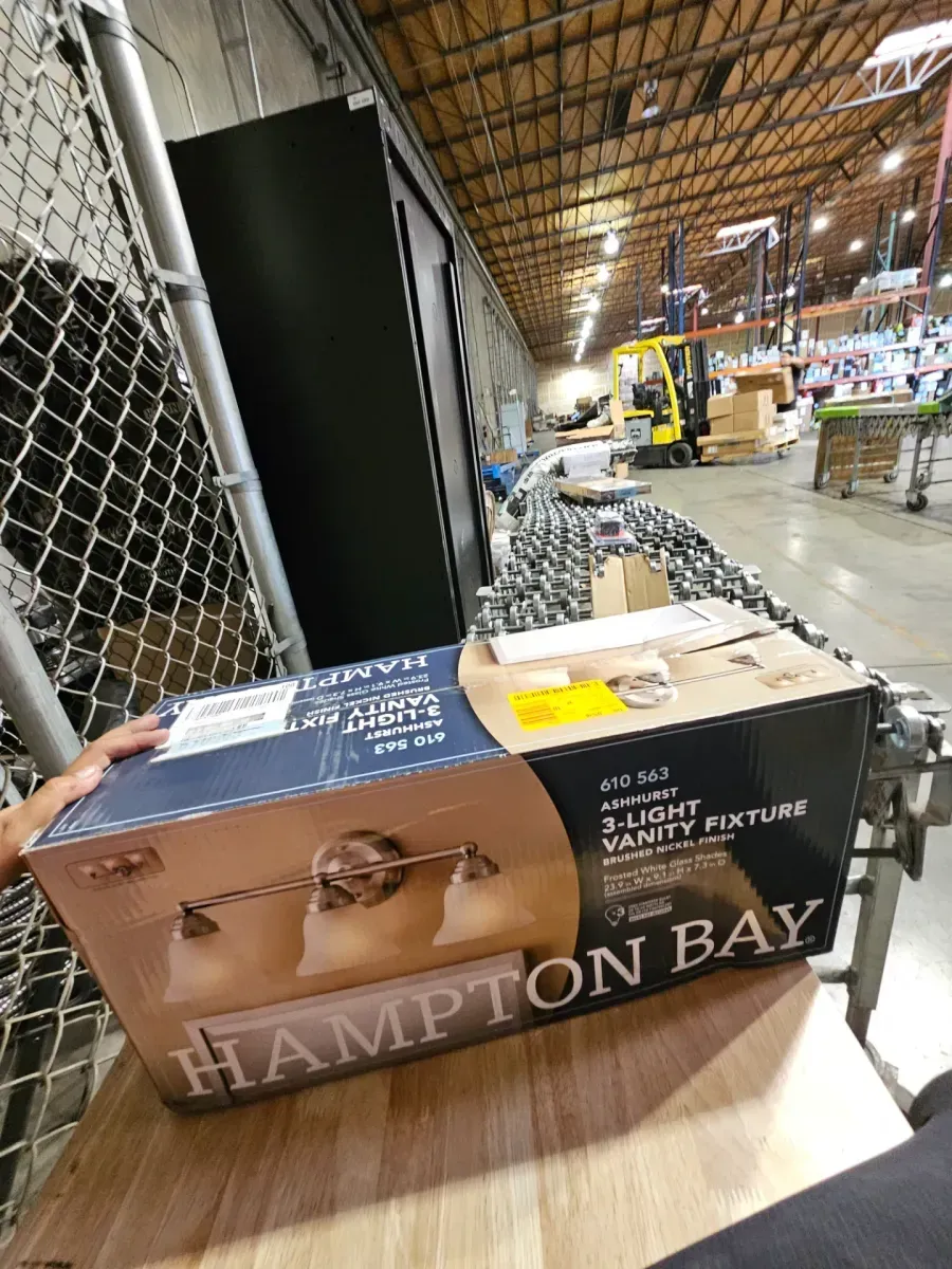 ***It is missing a glass mouthpiece*** Ashhurst 3-Light Brushed Nickel Classic Traditional Bathroom Vanity Light with Frosted Glass Shades - image 4