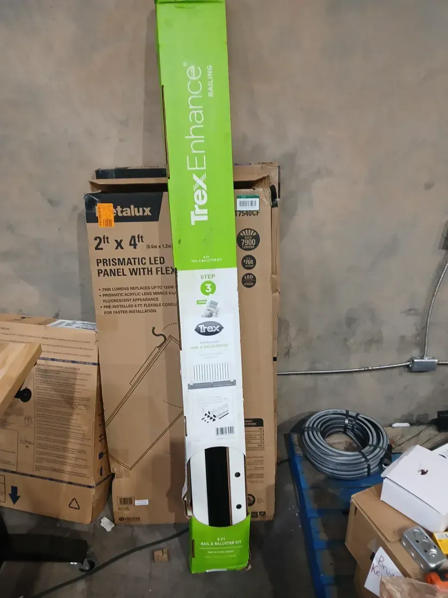 Enhance 6 ft. x 36 in. Charcoal Black Composite Rail with Black Round Aluminum Baluster Kit-Horizontal - image 2