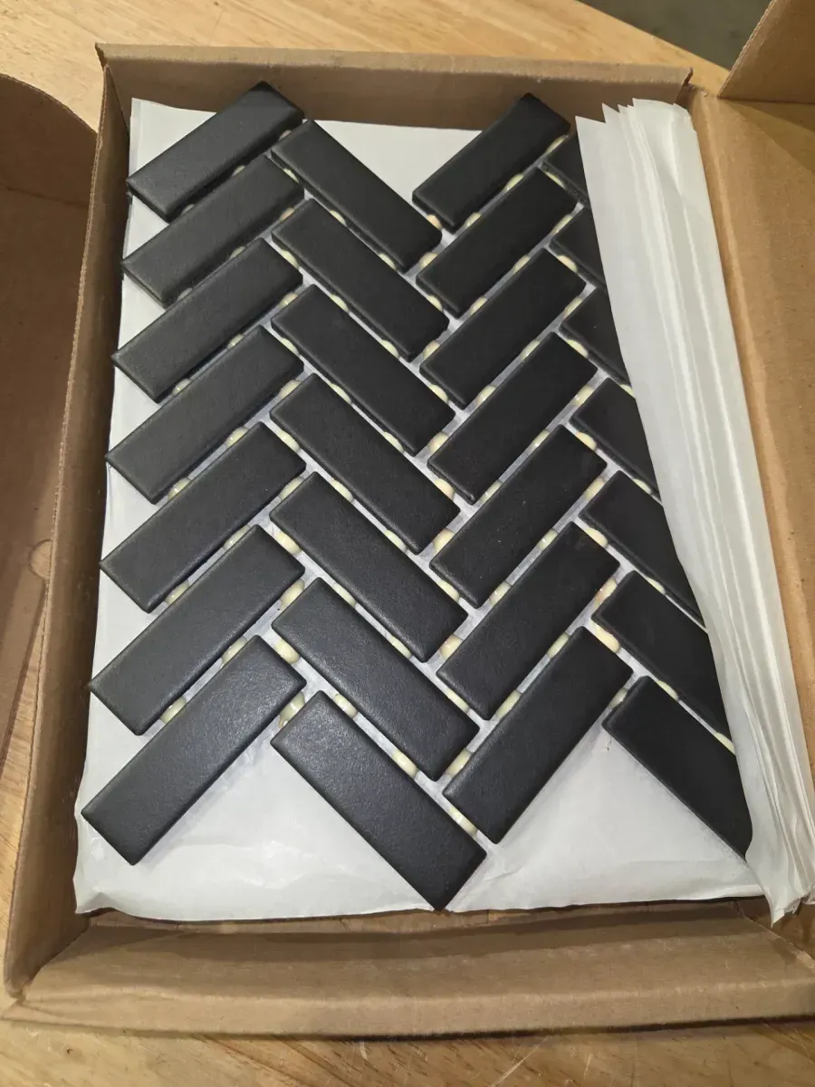 ***case of 2***Restore Matte Black Herringbone 9 in. x 12 in. Glazed Ceramic Mosaic Tile (6 sq. ft./Case) - image 2