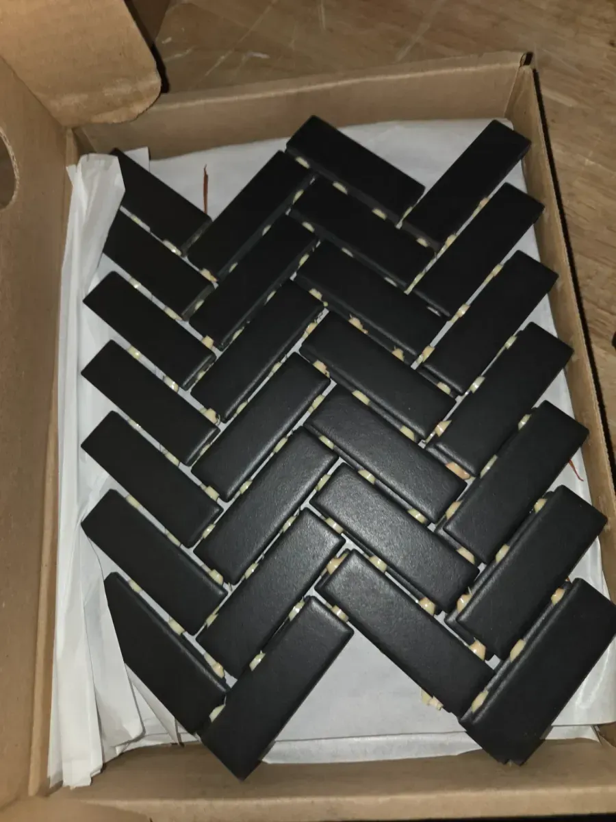 ***case of 2***Restore Matte Black Herringbone 9 in. x 12 in. Glazed Ceramic Mosaic Tile (6 sq. ft./Case) - image 3