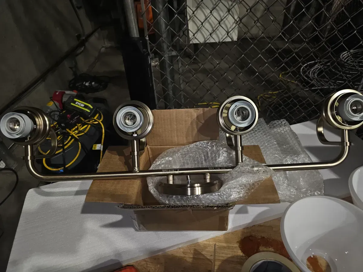 Farum 34 in. 4-Light Champagne Bronze Modern Bathroom Vanity Light with Opal Glass Shades - image 4