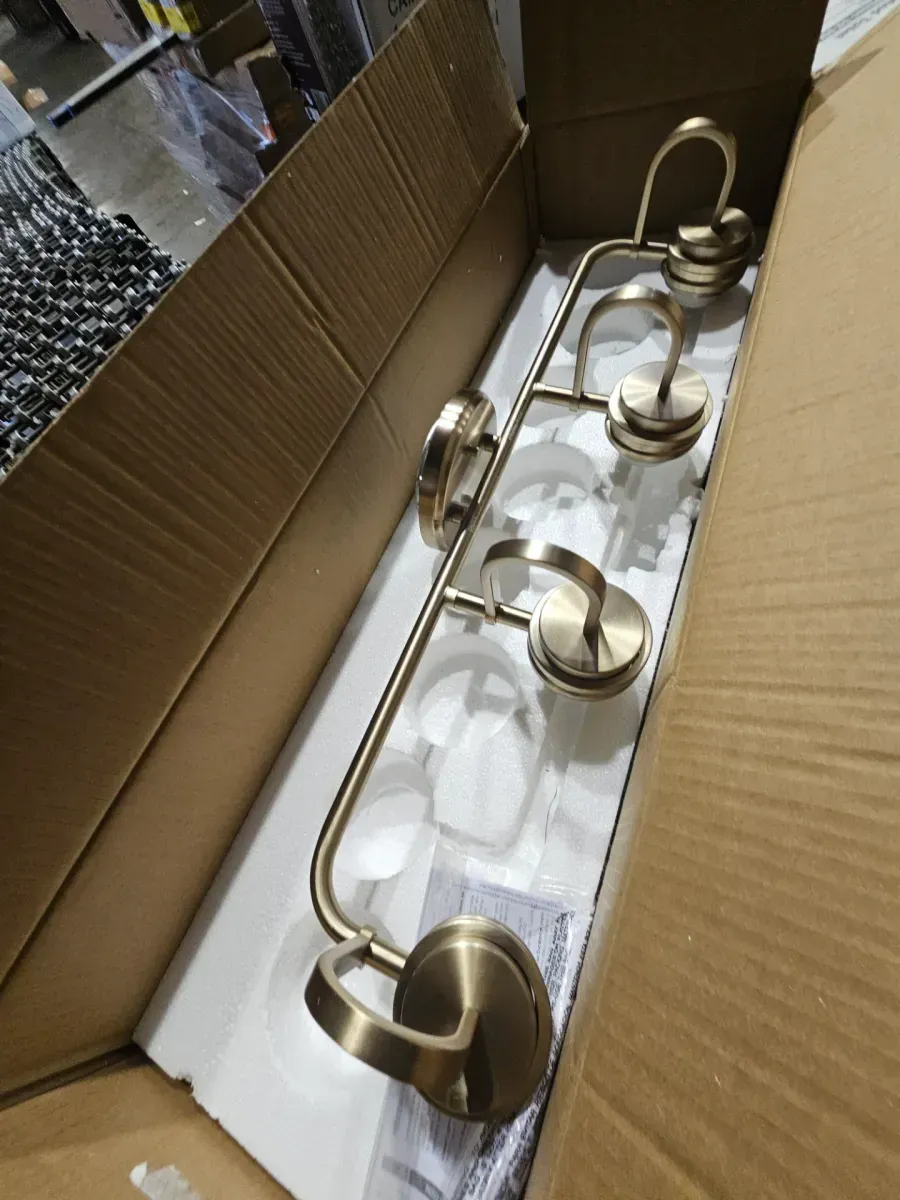 Farum 34 in. 4-Light Champagne Bronze Modern Bathroom Vanity Light with Opal Glass Shades - image 5