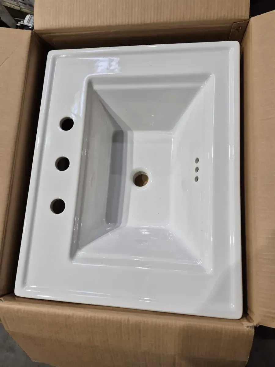 Town Square S  24 in. x 19.06 in. Drop-In Sink 8 in. Widespread Bathroom Sink In White Fireclay - image 2