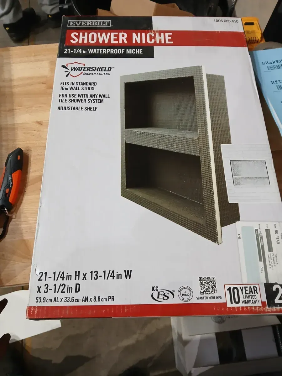 Watershield Shower System 13.25 in. x 27.25 in. x 3.5 in. Shower Niche With Adjustable Shelf - image 2