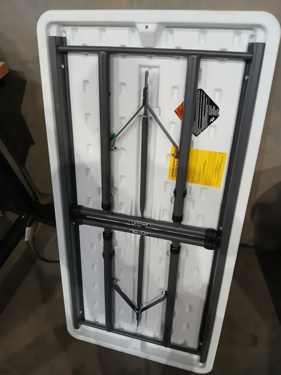 4 ft. White Granite Resin Adjustable Height Commercial Folding Table - image 3