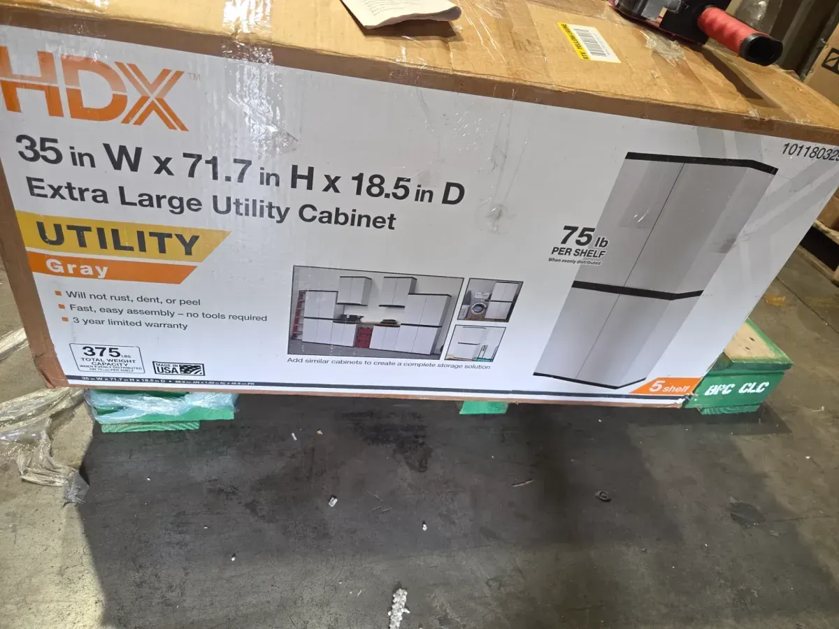 Premium Grey Resin Freestanding Cabinet Combo: 35 in.x71.7 in.x18.5 in. 4-Shelf & 26.9 in.x33.8 in.x15.8 in. 2-Shelf - image 4