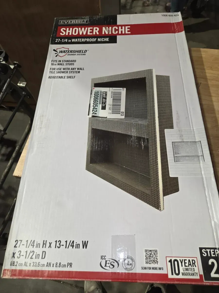 Watershield Shower System 13.25 in. x 27.25 in. x 3.5 in. Shower Niche With Adjustable Shelf - image 4