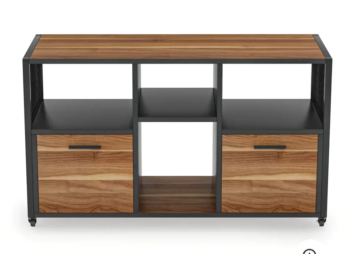 2 Drawer File Cabinet, Wood Mobile Lateral Filing Cabinet - image 1