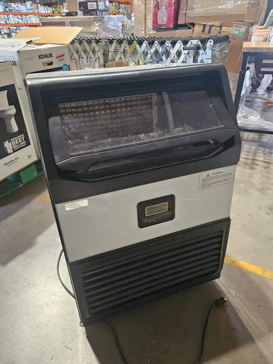 ***It has a dent on the back*** 24 in. Stainless Steel Indoor/Outdoor Freestanding Ice Storage with Smart and Clear Control Panel and 77 lbs. Storage - image 3