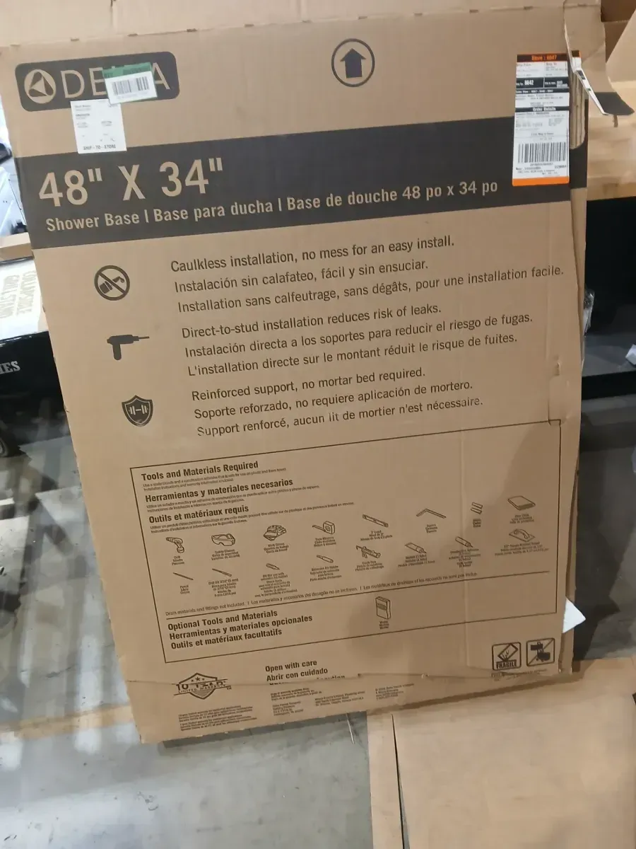 Classic 500 48 in. L x 34 in. W Alcove Shower Pan Base with Center Drain in High Gloss White - image 2