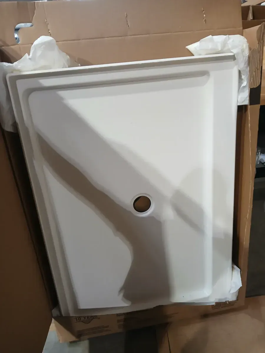 Classic 500 48 in. L x 34 in. W Alcove Shower Pan Base with Center Drain in High Gloss White - image 3