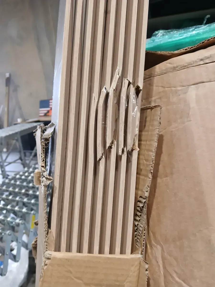 ***minor damage Pack of 8 0.47 in D x 7 in W x 94.5 in. L 3-Dimensional Louvered MDF Decorative Wood Wall Paneling (1-Piece) - (nominal 8 ft L) - image 3