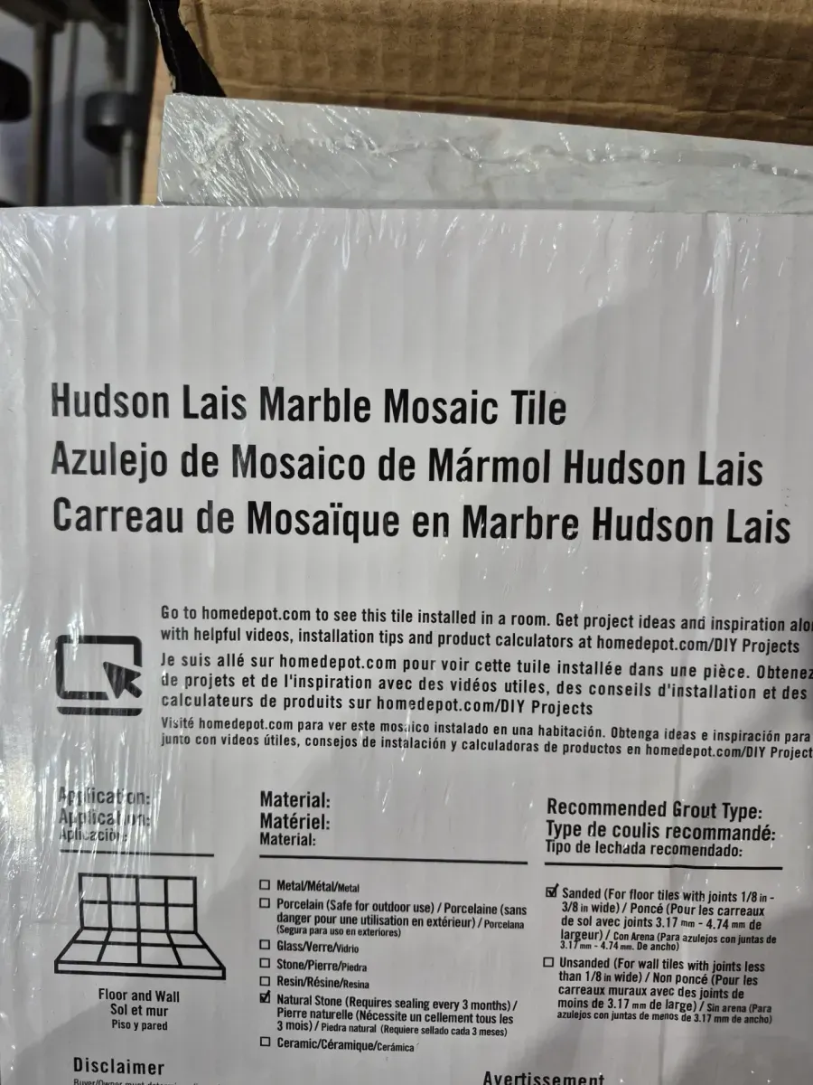 Jeffrey Court Hudson Lais Grey 11.875 in. x 11.875 in. Square Polished Marble Mosaic Wall and Floor Tile (0.979 Sq. Ft./Each) - image 2